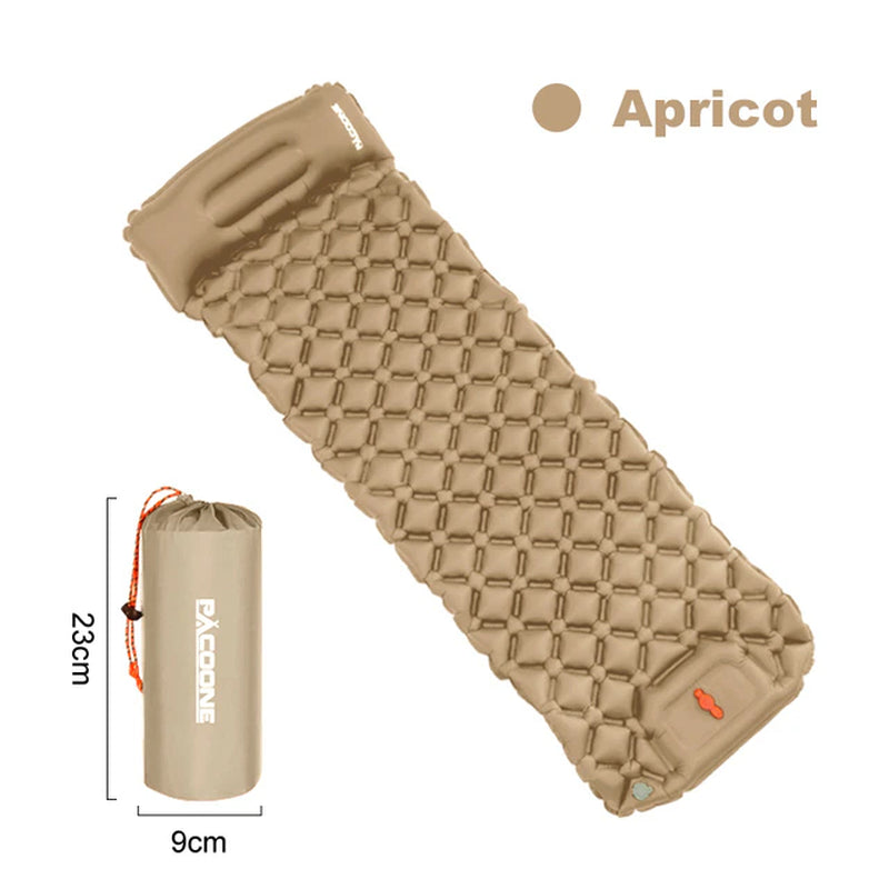 Outdoor Camping Sleeping Pad Inflatable Mattress with Pillows Ultralight Air Mat Built-In Inflator Pump Travel Hiking