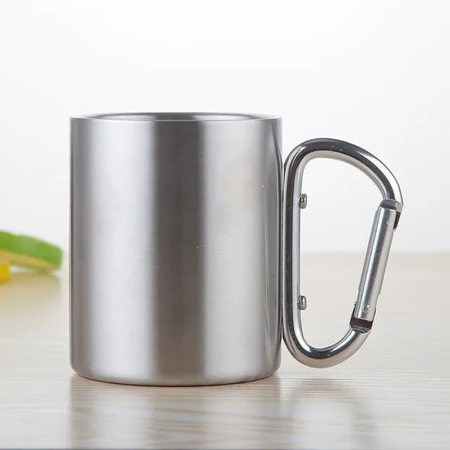 Outdoor Travel Mug with Carabiner Handle