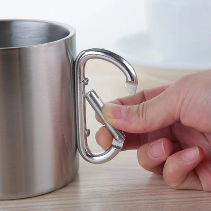 Outdoor Travel Mug with Carabiner Handle