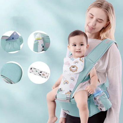 Ergonomic Newborn Baby Carrier with Hip Seat and Travel-Friendly Design