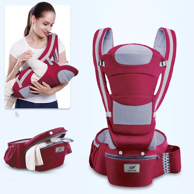 Ergonomic Newborn Baby Carrier with Hip Seat and Travel-Friendly Design