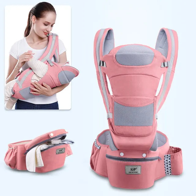 Ergonomic Newborn Baby Carrier with Hip Seat and Travel-Friendly Design