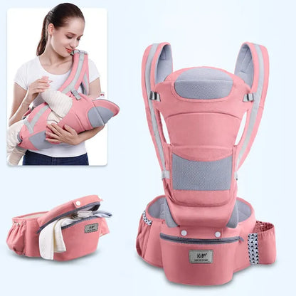 Ergonomic Newborn Baby Carrier with Hip Seat and Travel-Friendly Design