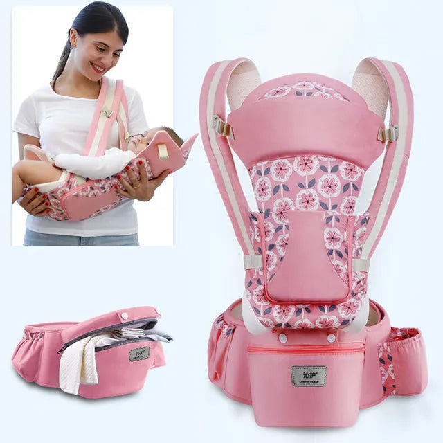 Ergonomic Newborn Baby Carrier with Hip Seat and Travel-Friendly Design