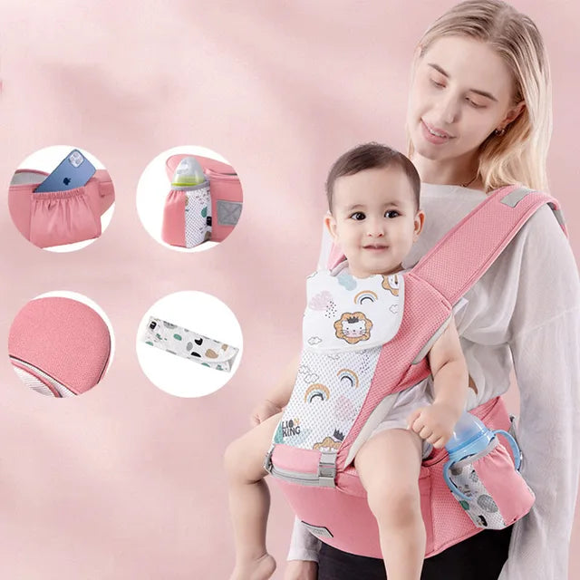 Ergonomic Newborn Baby Carrier with Hip Seat and Travel-Friendly Design