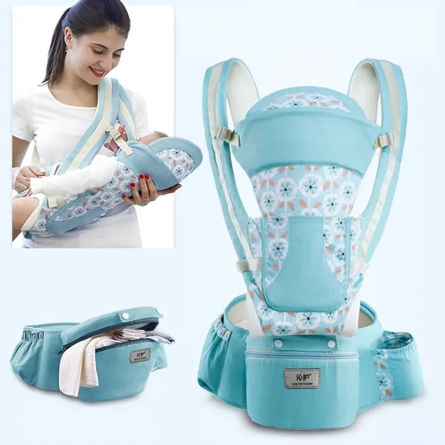 Ergonomic Newborn Baby Carrier with Hip Seat and Travel-Friendly Design