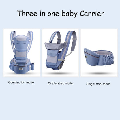 Ergonomic Newborn Baby Carrier with Hip Seat and Travel-Friendly Design