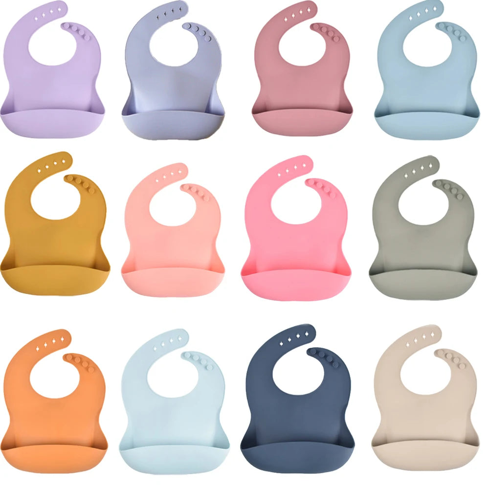 Newborn Baby Feeding Tableware - Waterproof Silicone Bibs for Kids